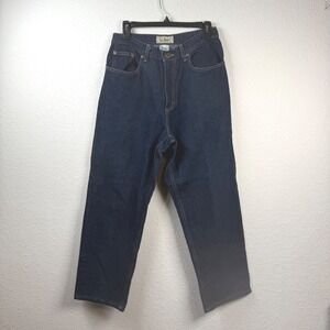 L.L. Bean Relaxed Fit Wide Leg Jeans Womens Size 12 Dark Wash High Rise Denim